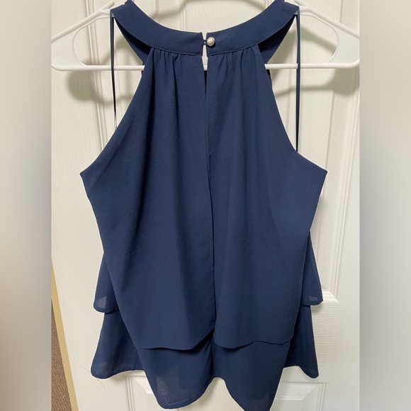 Blue chiffon ruffle tank - Picture 2 of 3